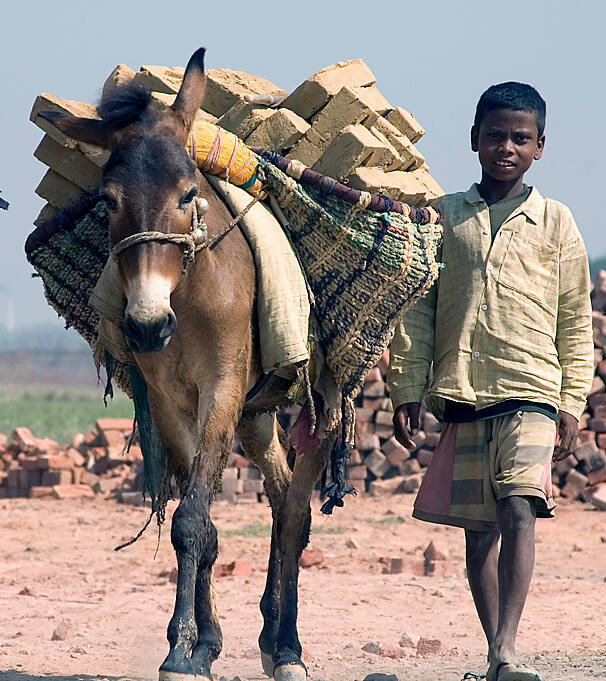 Borderless Captivity, Boy working in brickworks, near Varanarsi, India